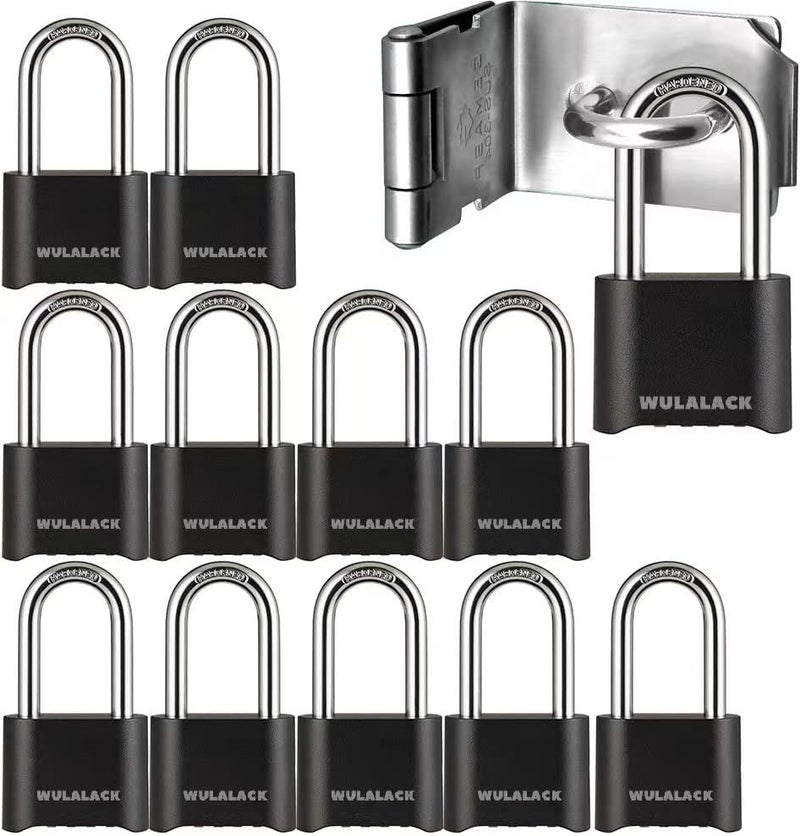 WULALACK Combination Lock - 12 Pack Long Shackle Combo for Gates, Sheds, and Storage - Image 1